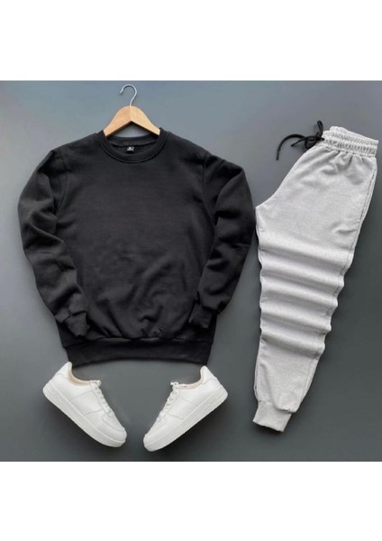 Eşofman Takımı Unisex Nb Baskılı Sweatshirt-Pamuklu Kışlık Eşofman Takımı 2'li Set Takım