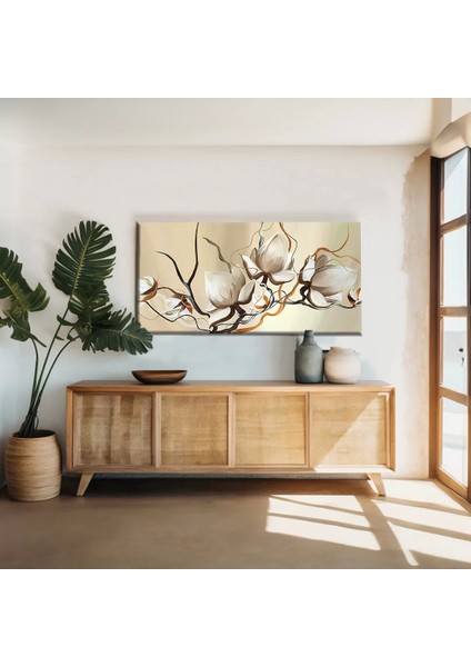 Dallardaki Beyaz Çiçekler Kanvas Tablo