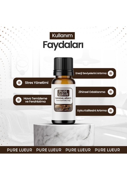 Sandal Ağacı Esansiyel Uçucu Koku Yağı Difüzör Esansı Buhurdanlık Yağı Aromaterapi Yağı 10 ml