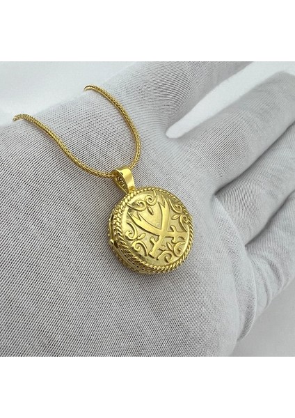 925 Ayar Gümüş Zülfikar Işlemeli Gold Muska Kolye