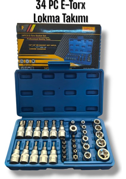 34 Parça E-Torx Lokma Takımı