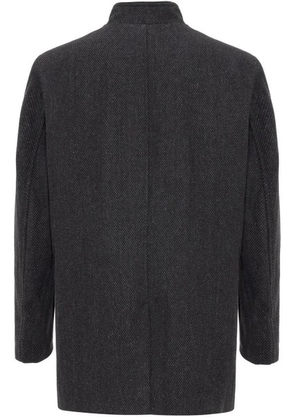 Bol Kesim Yünlü Armür Desenli Gri Erkek Kaban fiyatları