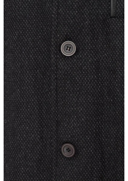 Bol Kesim Yünlü Armür Desenli Gri Erkek Kaban modelleri