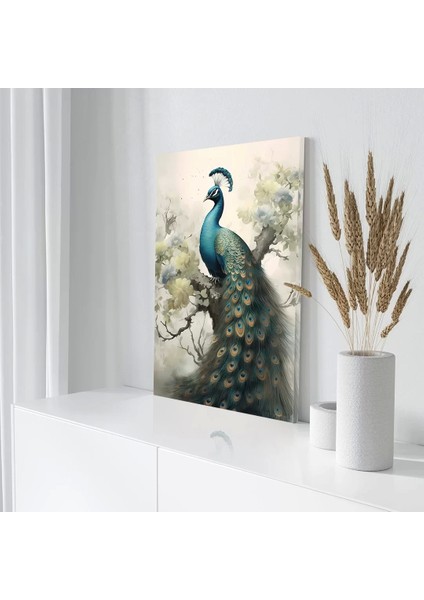 Çicek Dalı Tavus Kuşu Kanvas Tablo modelleri