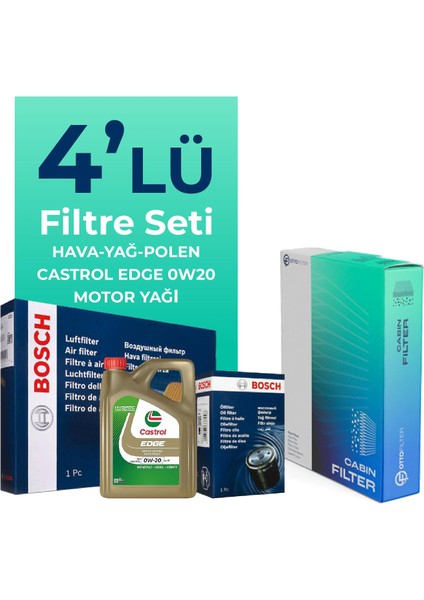 Mitsubishi Eclipse Cross 1.5 Filtre Bakım Seti Castrol Motor Yağlı (2017-2021) 4 Lü
