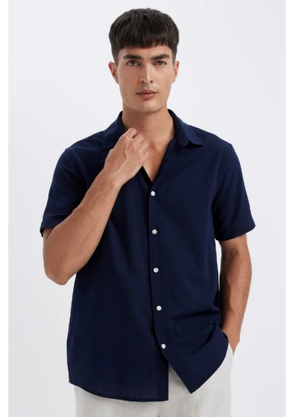 Regular Fit Polo Yaka Pamuklu Kısa Kollu Gömlek D1057AX24SM