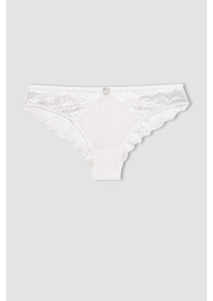 Fall in Love Bridal Beyaz Dantel Brazilian Slip Külot