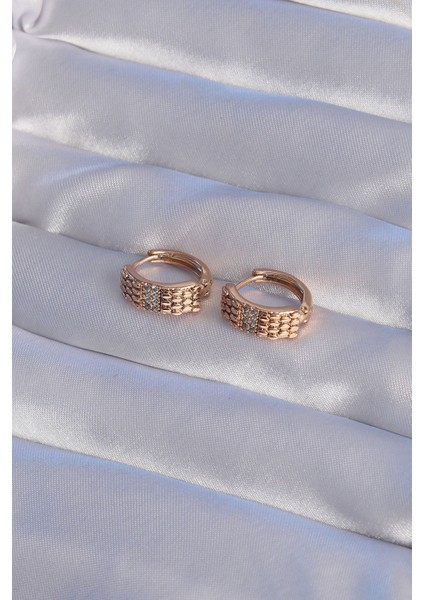 Xuping Rose Renk Zirkon Taşlı Işlemeli Halka Küpe fiyatları