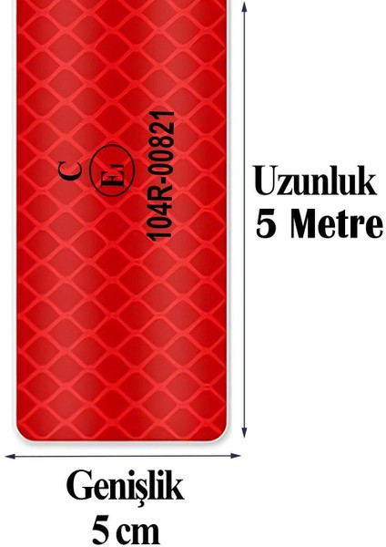 Tüvtürk Onaylı Bant Belgeli Reflektörlü Reflektif Fosforlu Şerit Bant Ikaz Bandıkırmızı 5 Metre 5 cm modelleri