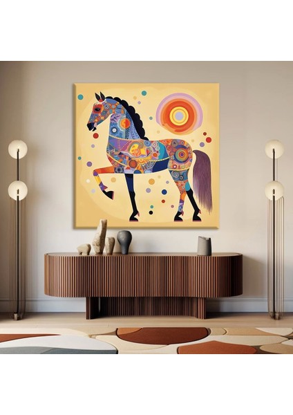Atın Renkli Duruşu Kanvas Tablo