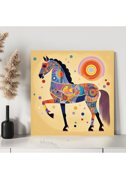 Atın Renkli Duruşu Kanvas Tablo modelleri