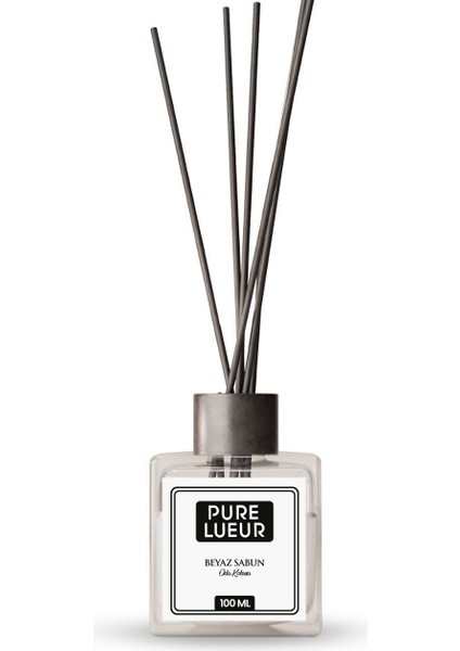 Beyaz Sabun Çubuklu Oda Kokusu Bambu Kokusu Kare Şişe White Soup Reed Diffuser 100 ml