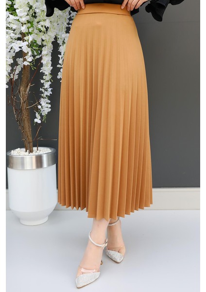 Pileli Etek Açık Kahve indirimleri