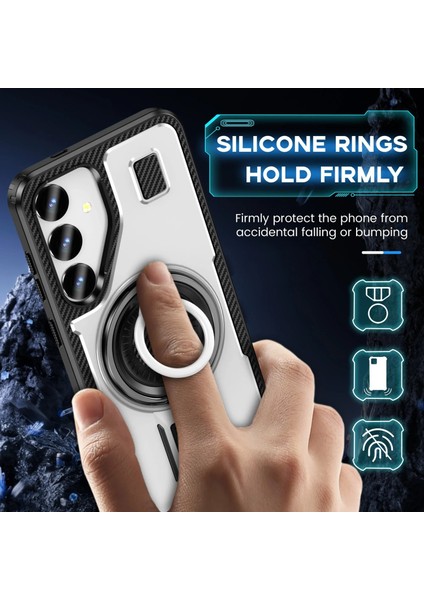 Samsung Galaxy S24 Fe Uyumlu Standlı Selfie Yüzüklü 2mm Kamera Yükseltli Tank Kılıf indirimleri