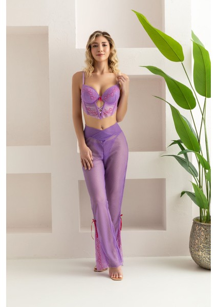 Bralet, Pantolon, String Takım Lila (32106)