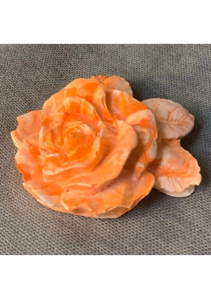 El Yapımı Minik Dekoratif Turuncu Gül Biblo - 6 x 6 cm