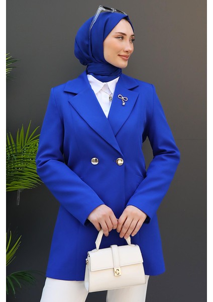 Çift Düğmeli Ceket Saks