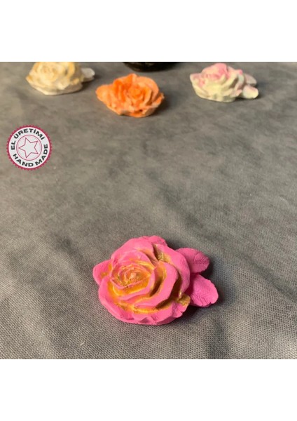 El Yapımı Minik Dekoratif Pembe Gül Biblo - 6 x 6 cm