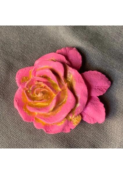 El Yapımı Minik Dekoratif Pembe Gül Biblo - 6 x 6 cm
