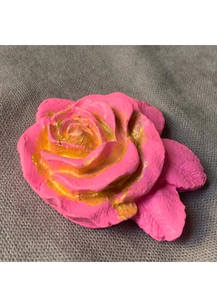 El Yapımı Minik Dekoratif Pembe Gül Biblo - 6 x 6 cm