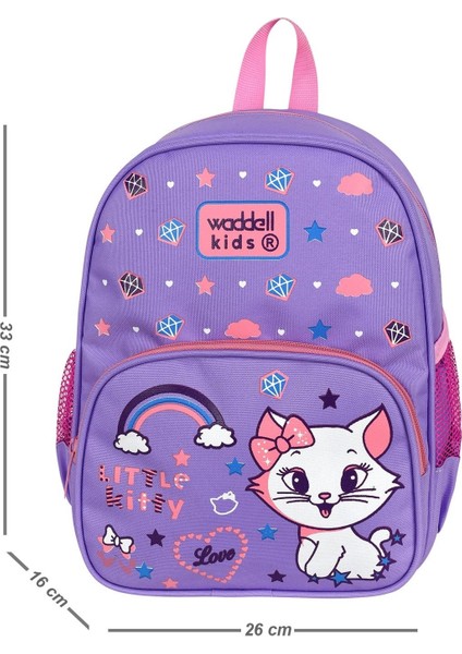 Lila Kedi Desenli Anaokulu Kreş Sırt Çantası 24101
