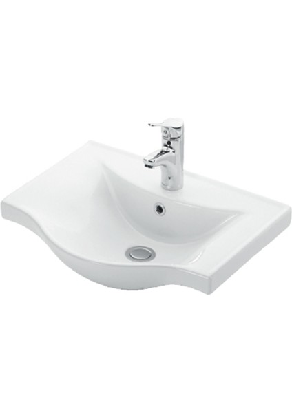 Yıldız Banyo Dolabı 55 cm Ayaklı Beyaz Mdf Alt Modül ve Lavabo