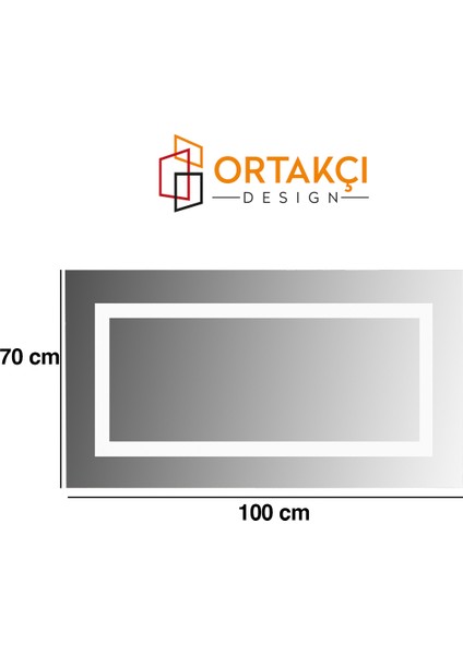 LED Ayna | Dikdörtgen Ledli Banyo Aynası | Dekoratif Ledli Ayna - 100*50 cm