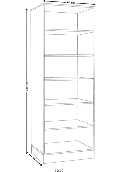 60 cm 'lik 6 Raflı Kapaksız Giyinme Dolap-Beyaz