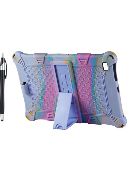 T40 10.4 Inç Tablet Kılıfı Için Silikon Kılıf, Tablet Standı ve Kalemli Düşmeye Karşı Koruma Kılıfı (C) (Yurt Dışından)