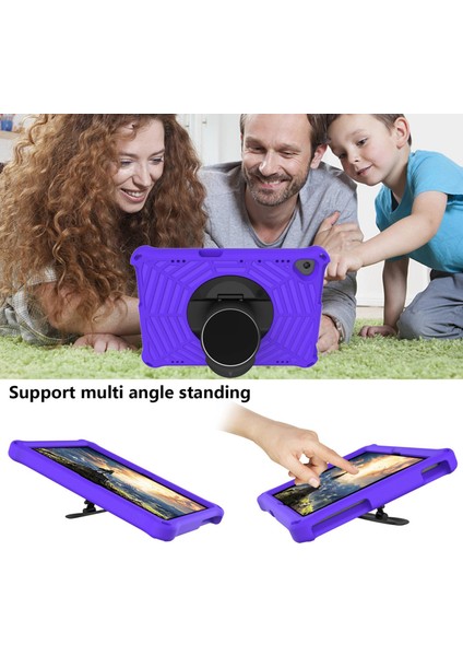 M10 Fhd Rel X505F/X605F/X705L/X605FC 10.1 Inç Tablet Kılıfı Omuz Askılı 360° Dönebilen Stand Kılıf Mor (Yurt Dışından)