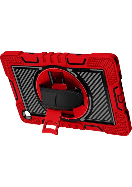 Tab A7 T500/T505 10.4 Inç Koruyucu Kılıf 360° Dönebilen Braket Koruyucu Kılıf (Siyah+Kırmızı) (Yurt Dışından)