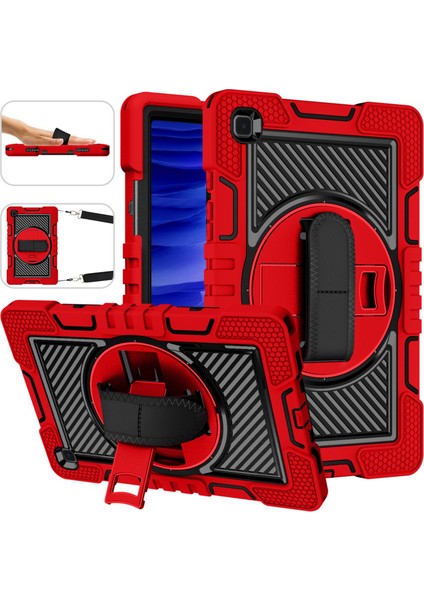 Tab A7 T500/T505 10.4 Inç Koruyucu Kılıf 360° Dönebilen Braket Koruyucu Kılıf (Siyah+Kırmızı) (Yurt Dışından) modelleri