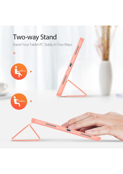 2021 Pro 12.9 Inç Tablet Flip Kılıf Pu Kılıf Tablet Standı Kalem Yuvası ile Ofis Için (Pembe) (Yurt Dışından)