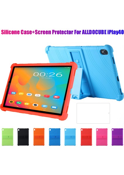 Silikon Kılıf + Ekran Koruyucu IPLAY40 Tablet 10.4 Inç Tablet Kılıfı Ayarlanabilir Tablet Standı (Siyah) (Yurt Dışından)