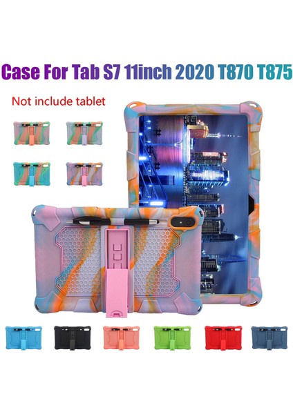 Silikon Kılıf Galaxy Tab S7 11 Inç 2020 T870/T875 Tablet Kılıfı Düşmeye Karşı Korumalı Kılıf Kalemli Tablet Standı (H) (Yurt Dışından) fiyatları