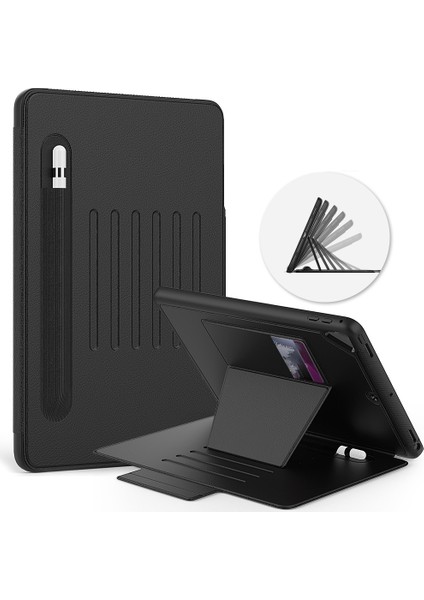 Tablet Pc Kılıfı 9.7 Air2 Çok Fonksiyonlu Kart Tablet Deri Kılıf Flip Braket (2017/2018) Siyah (Yurt Dışından) indirimleri