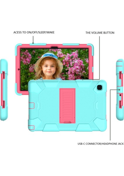 Tab A7 T500 T505 Taşınabilir ve Kullanımı Kolay Tablet Koruyucu Kılıf Standlı (Gül Kırmızısı + Nane Yeşili) (Yurt Dışından)