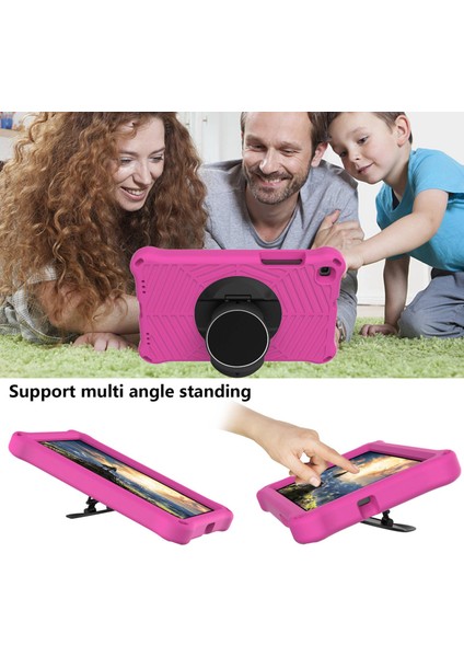 Koruyucu Kılıf - T290/T295 8 Inç Tablet 360 Derece Dönebilen Standlı Omuz Askılı Gül Kırmızısı (Yurt Dışından) indirimleri