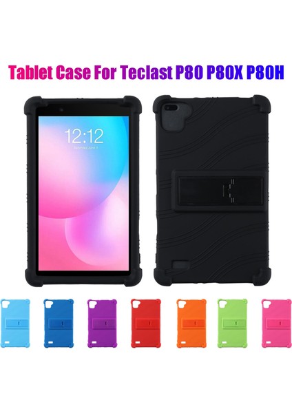 P80 P80X P80H Için Tablet Kılıfı 8 Inç Tablet Düşmeye Karşı Silikon Kılıf Ofis Için Tablet Standı (Kırmızı) (Yurt Dışından) fiyatları