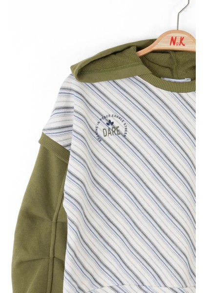 Forest Çizgili Kapüşonlu Iki Iplik Sweatshırt modelleri