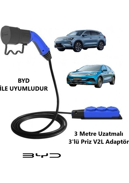 - Byd Elektrikli Araçlardan Güç Alın: V2L Adaptör (3 Metre Uzatmalı)
