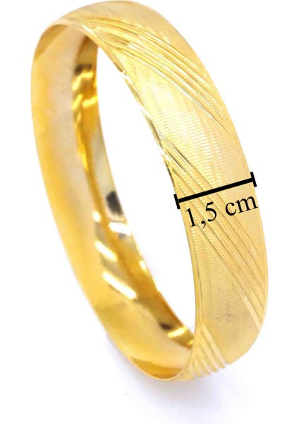 Altın Kaplama Cizgi Desenli Bilezik 15 mm Kalınlık BLZ-1059 modelleri