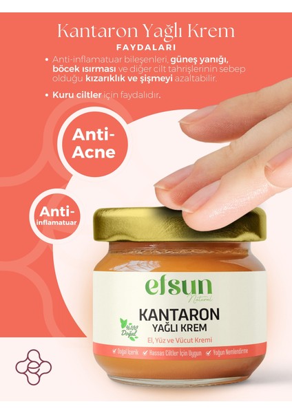 Kantaron Yağlı Bakım Kremi %100 Doğal Akne ve Leke Karşıtı Nemlendirici Onarıcı Natural 29ML