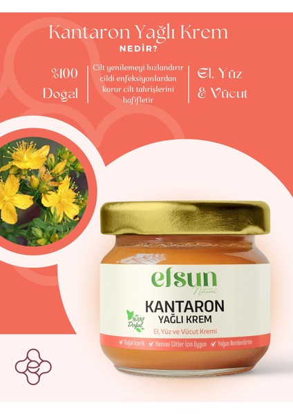 Kantaron Yağlı Bakım Kremi %100 Doğal Akne ve Leke Karşıtı Nemlendirici Onarıcı Natural 29ML