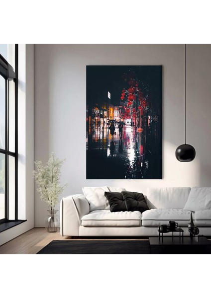 Şehirde Yağmur Kanvas Tablo