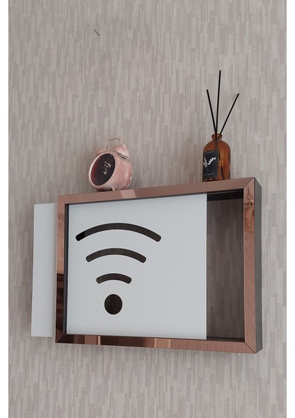 Siyah-Rose 30 x 40 x 7 cm Wifi Amblemli Duvara Asılabilir Sigorta ve Modem-Wifi Saklama Kutusu! Saklama Kutusu