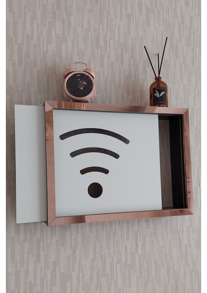 Siyah-Rose 30 x 40 x 7 cm Wifi Amblemli Duvara Asılabilir Sigorta ve Modem-Wifi Saklama Kutusu! Saklama Kutusu