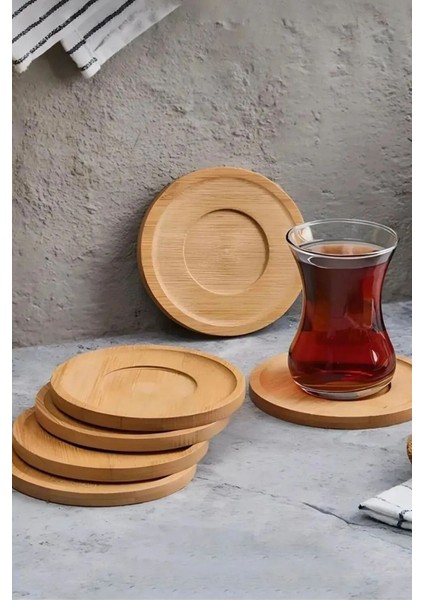 6 Adet Yuvarlak Doğal Bambu Çay Bardağı Altlığı Fincan Altlığı Bambu Bardak Altlığı