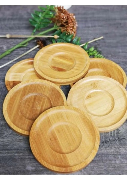 6 Adet Yuvarlak Doğal Bambu Çay Bardağı Altlığı Fincan Altlığı Bambu Bardak Altlığı
