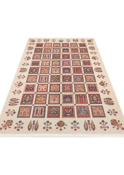 Elista Els 103 Cream Multy Özel Kaymaz Tabanlı Yıkanabilir Pamuk Tabanlı Baskı Halı fiyatları